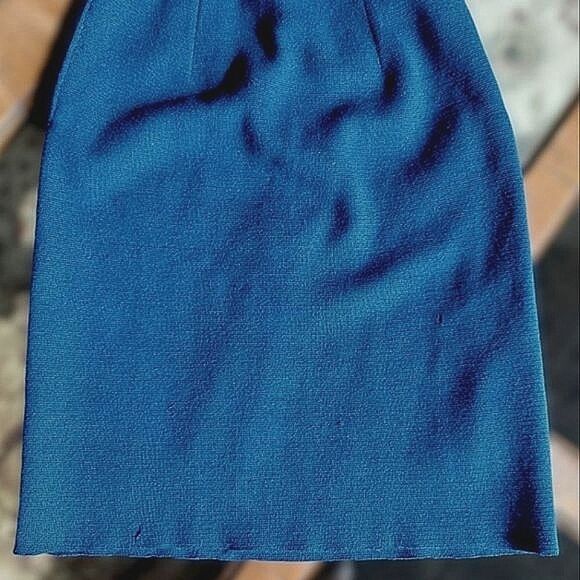 Vtg 60s blue 100% wool pencil skirt - Picture 7 of 14